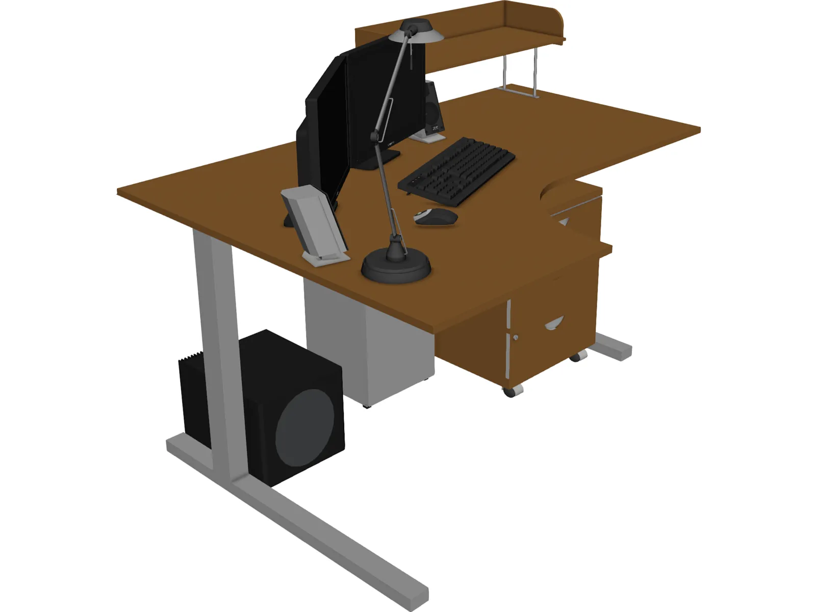 Corner desktop 3D Model main preview