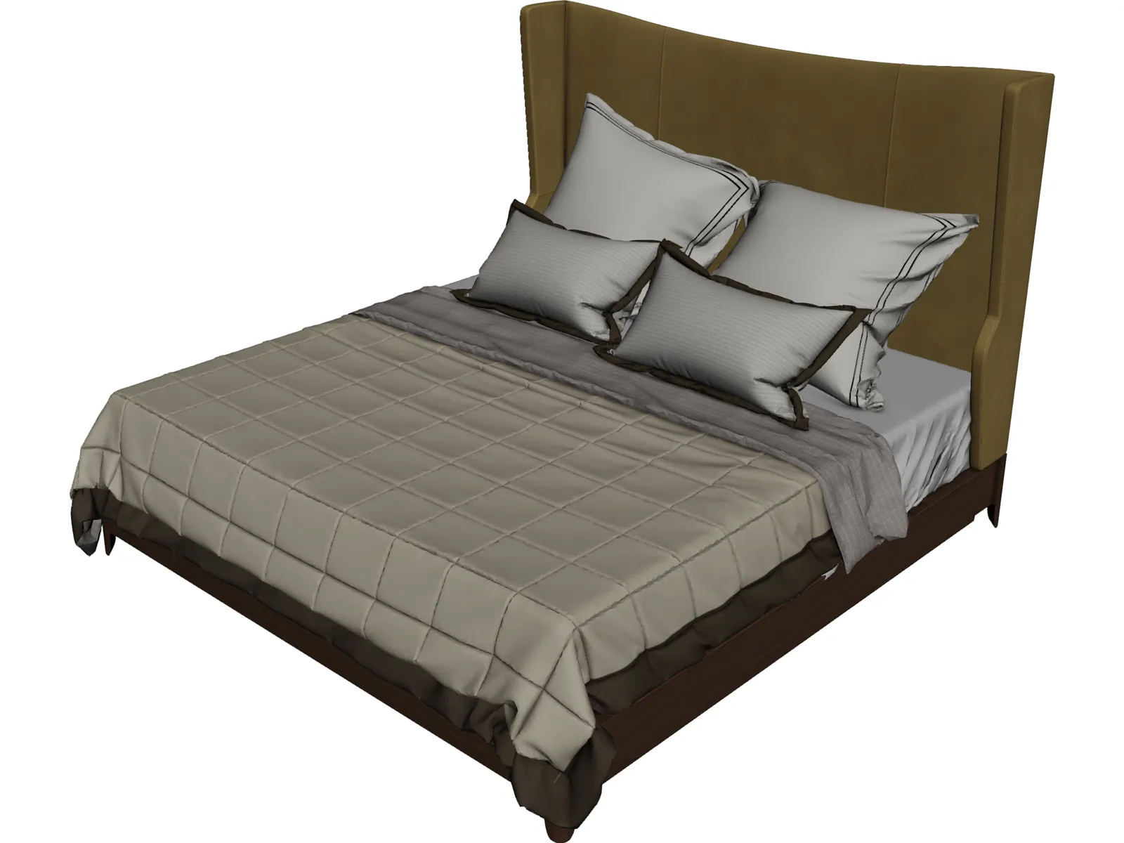 Baker Dane Upholstered Bed 3D Model main preview