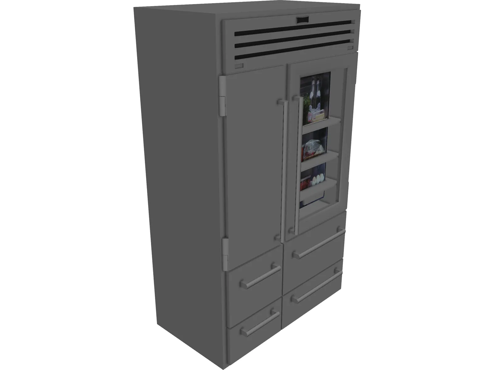 Sub Zero 48 Fridge 3D Model main preview