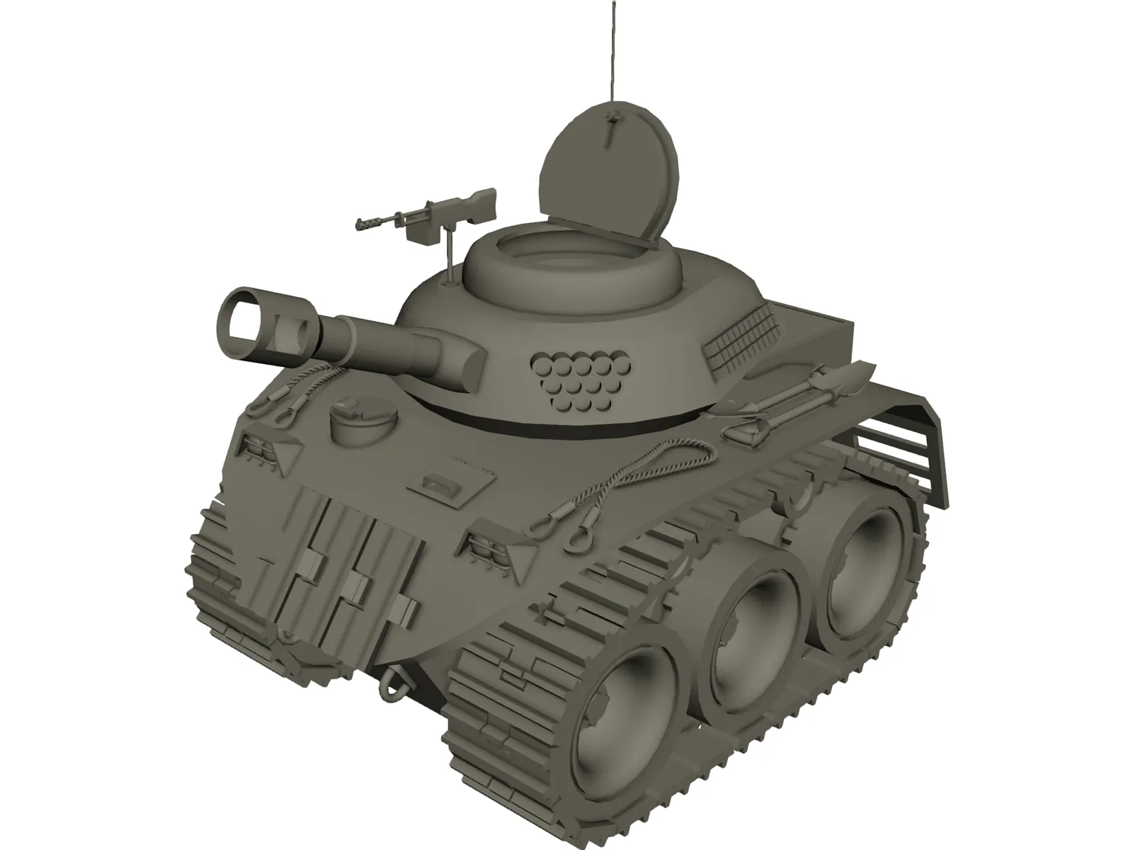 Cartoon Tank 3D Model main preview