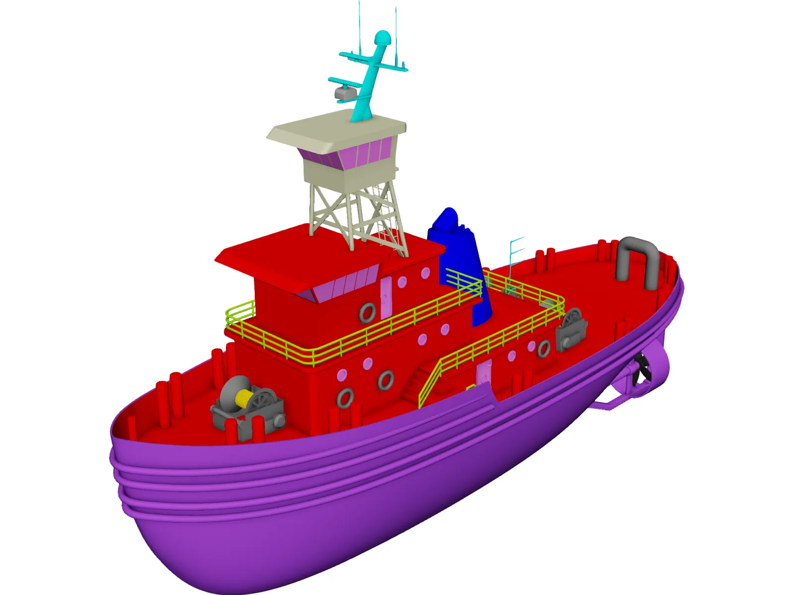 Tug Boat 3D Model main preview