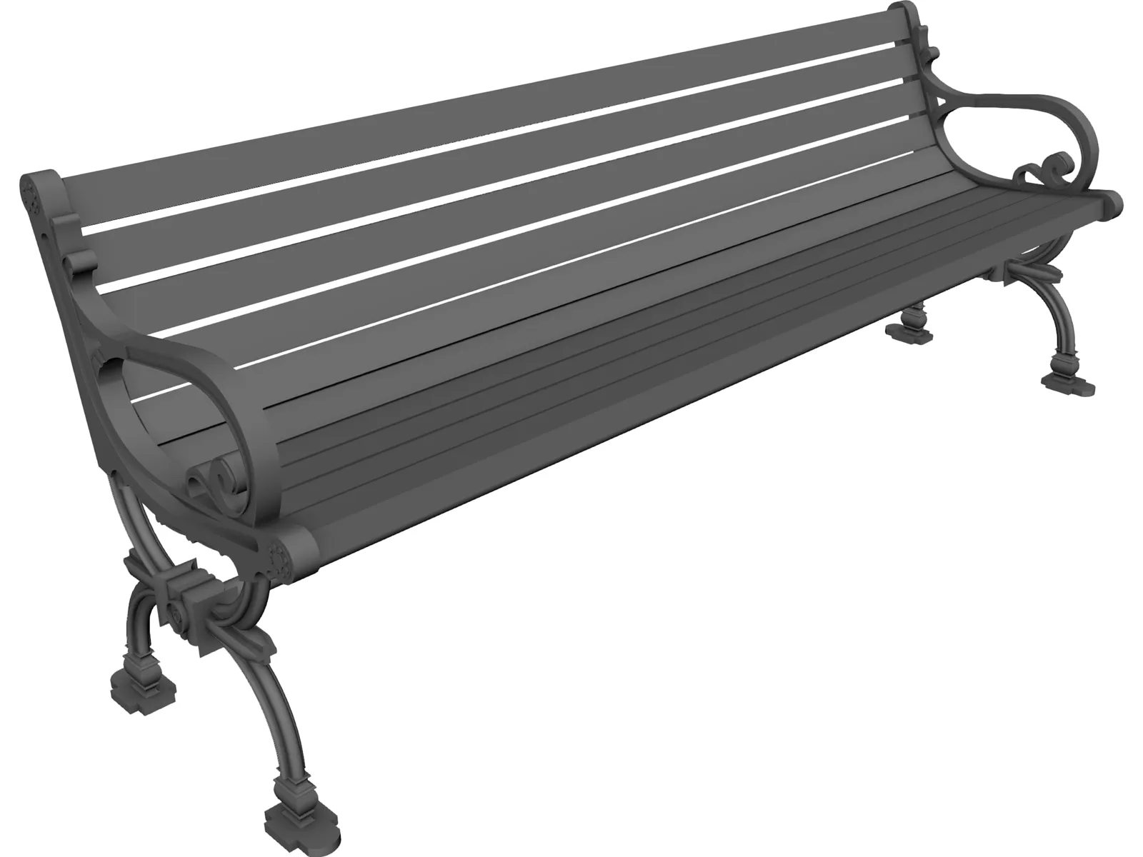 Street Bench 3D Model main preview
