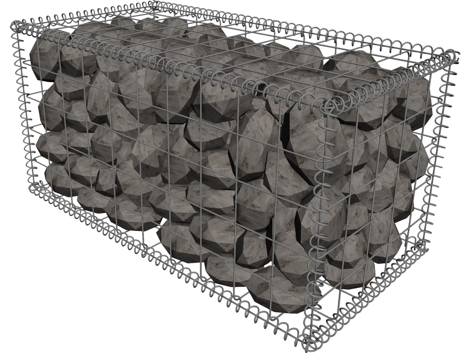 Natural Large Stone-Filled Metal Gabions 3D Model main preview