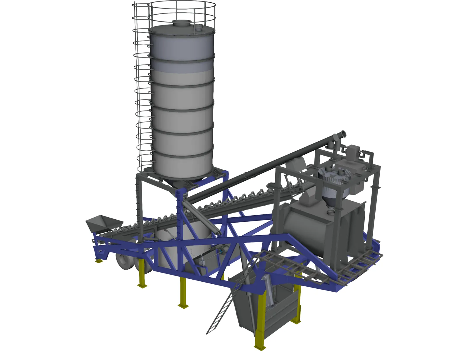 Mobile Concrete Batching Plant Mixer 3D Model main preview