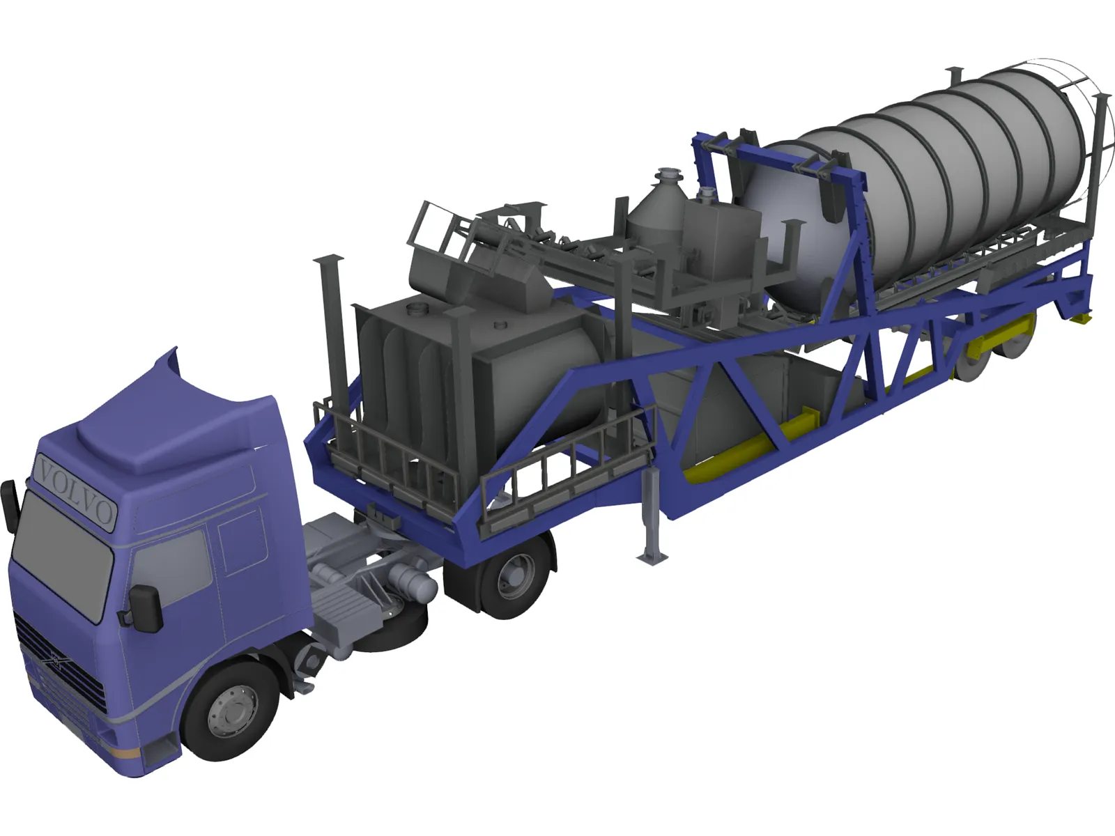 Mobile Concrete Batching Plant Mixer Unit Mobile 3D Model main preview