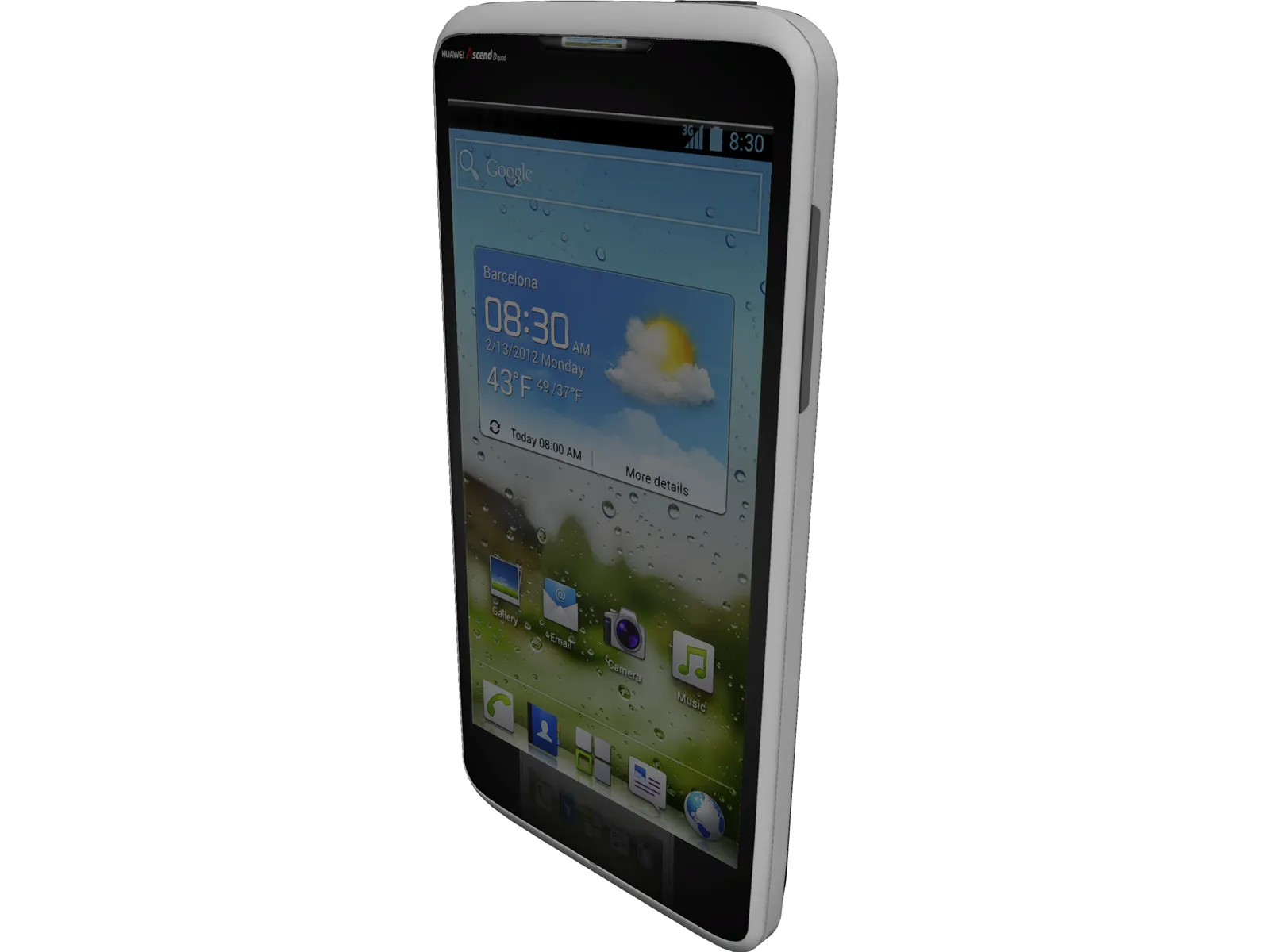 Huawei Ascend Android Phone 3D Model main preview