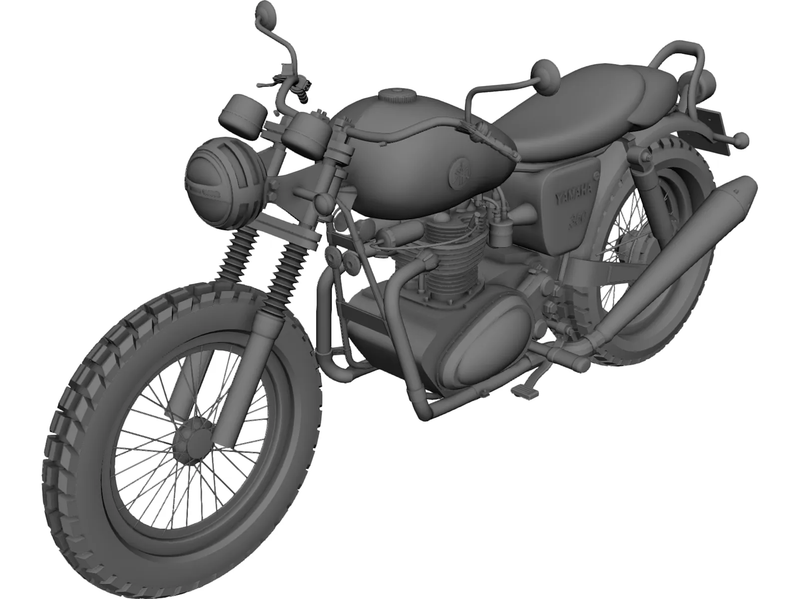 Yamaha 350 Custom 3D Model main preview