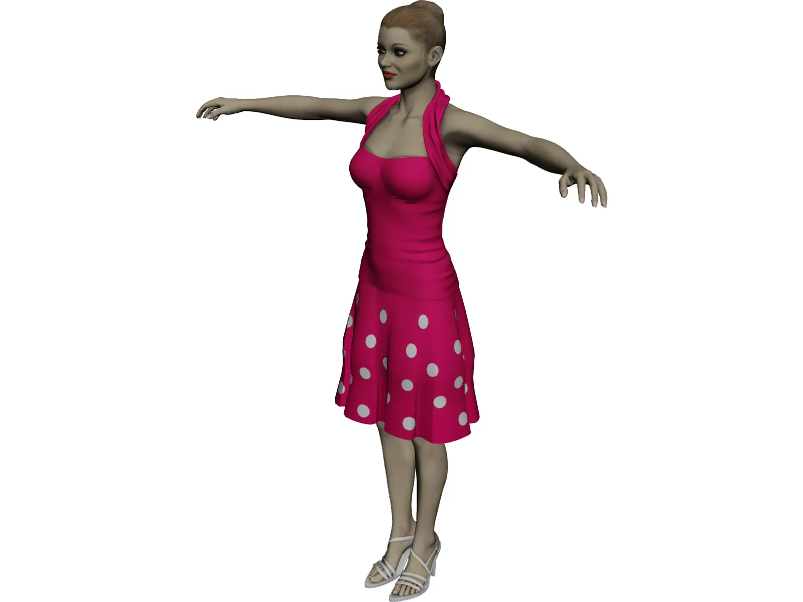 Summergirl in Strawberry Dress 3D Model main preview