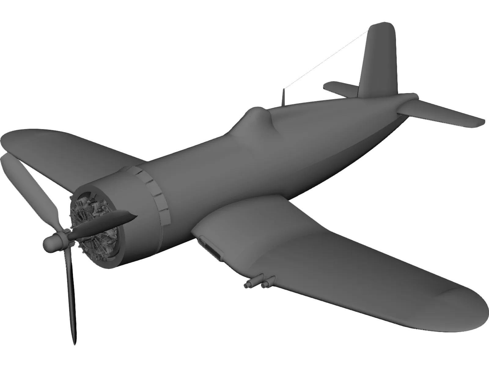 World War Two Fighter Plane 3D Model main preview
