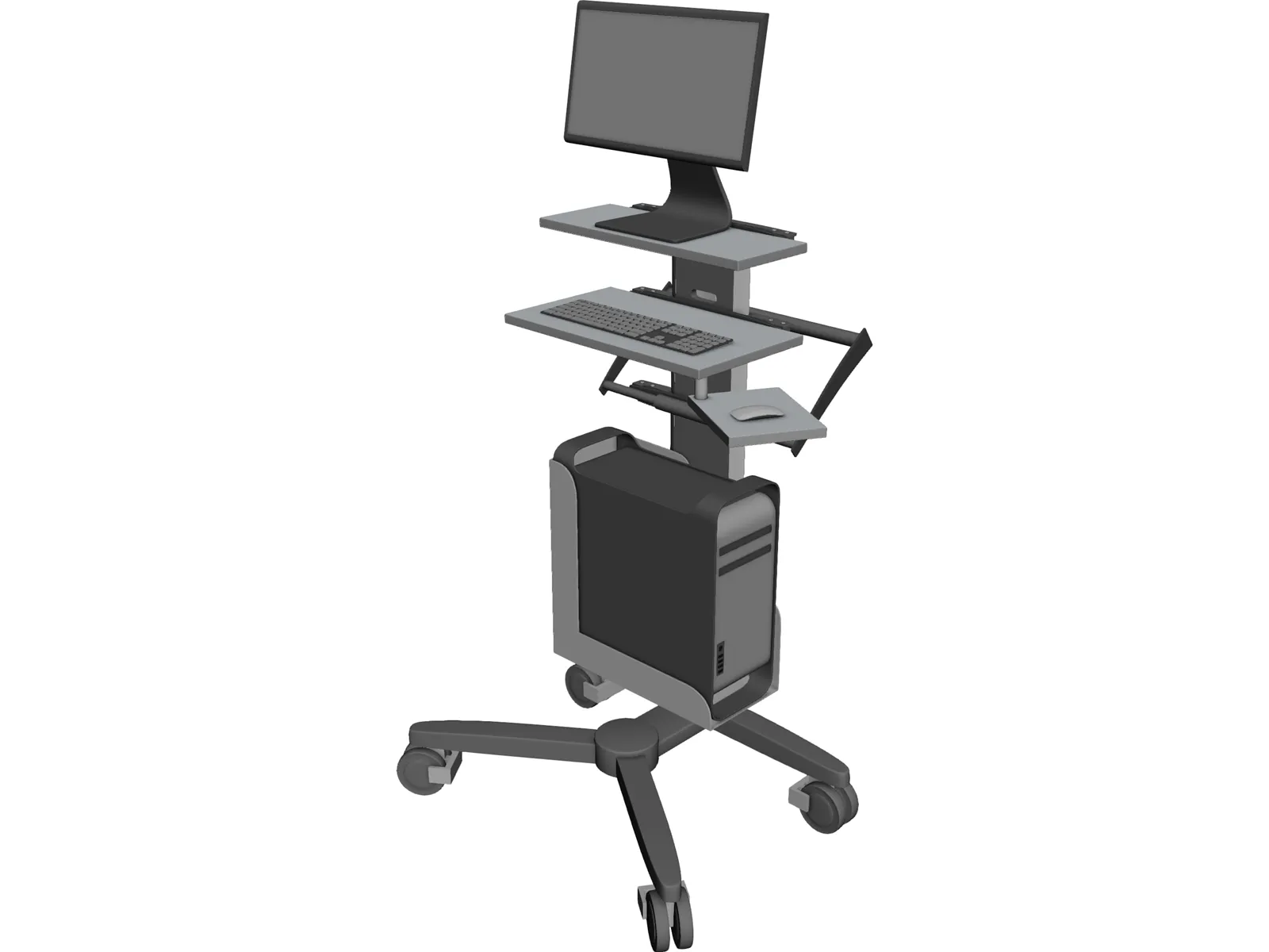 Mobile Computer Cart 3D Model main preview