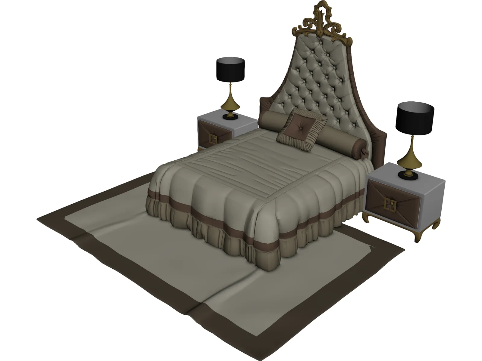 King Bed 3D Model main preview