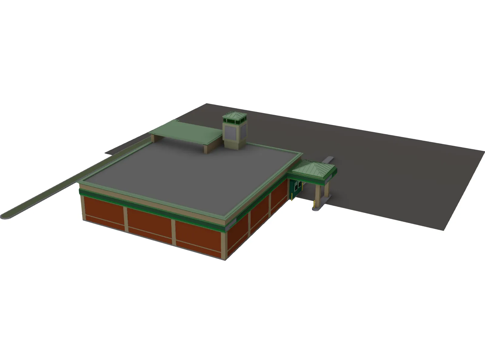TD Bank Building with Drive Thru 3D Model main preview