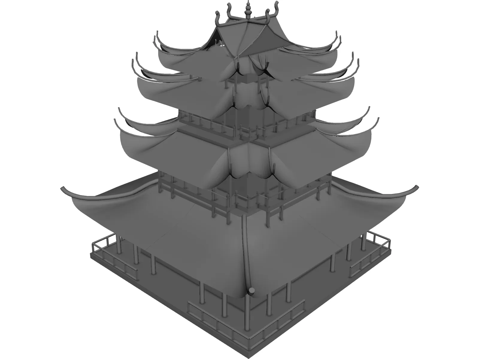 Pagoda 3D Model main preview