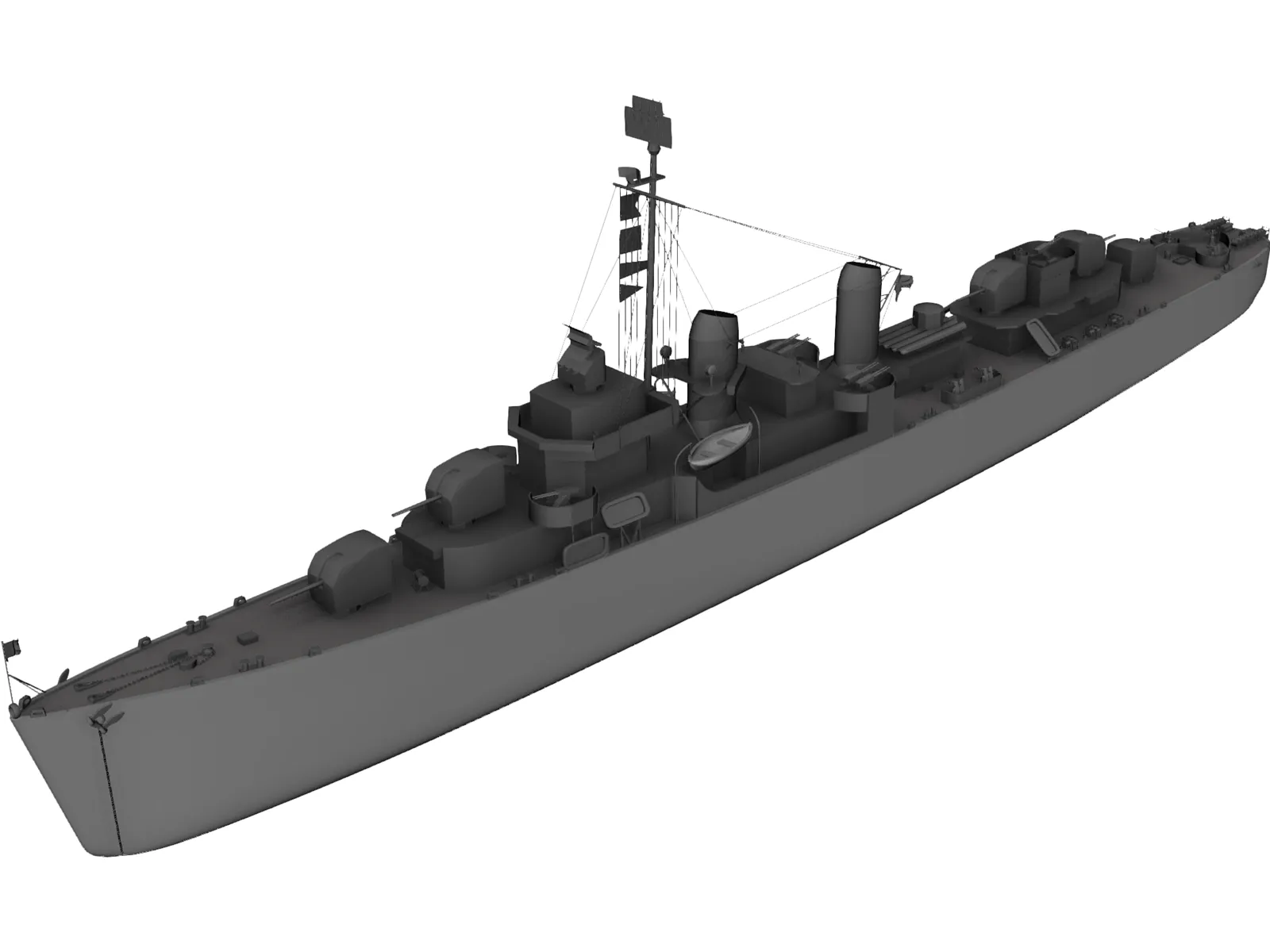 USS Kidd Destroyer 3D Model main preview
