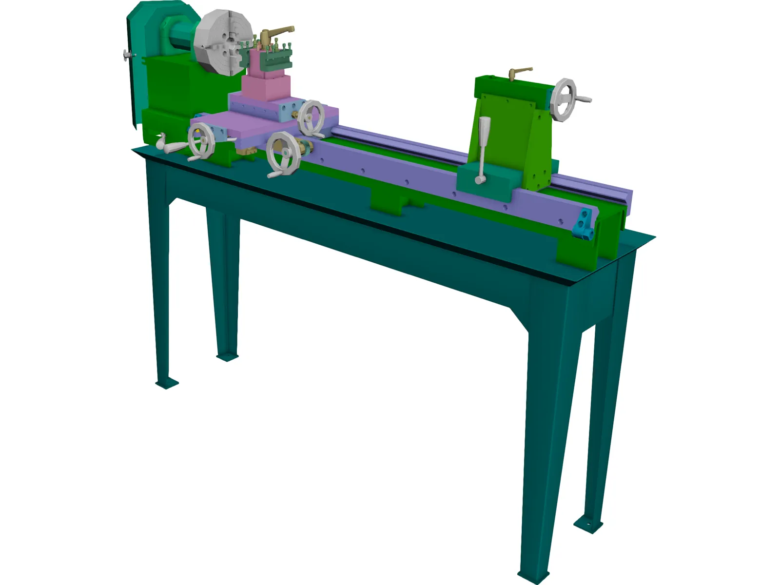 Metal Lathe 3D Model main preview