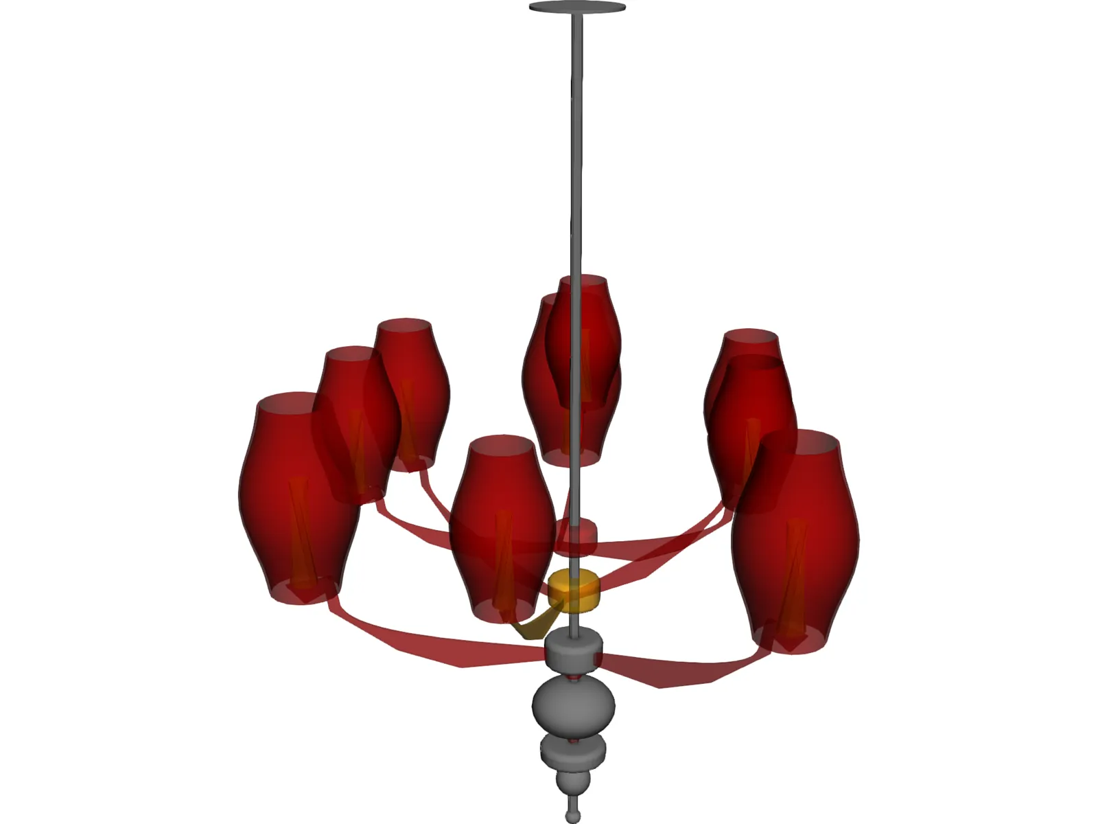 Modern Asian Chandelier 3D Model main preview