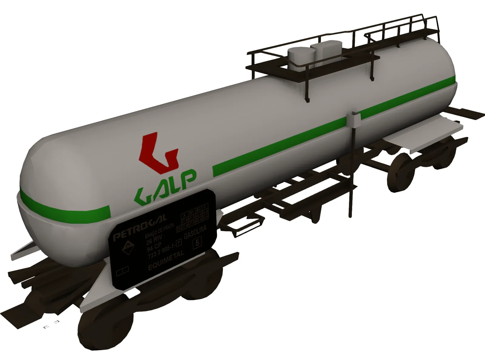 Oil Tank Train Car 3D Model main preview