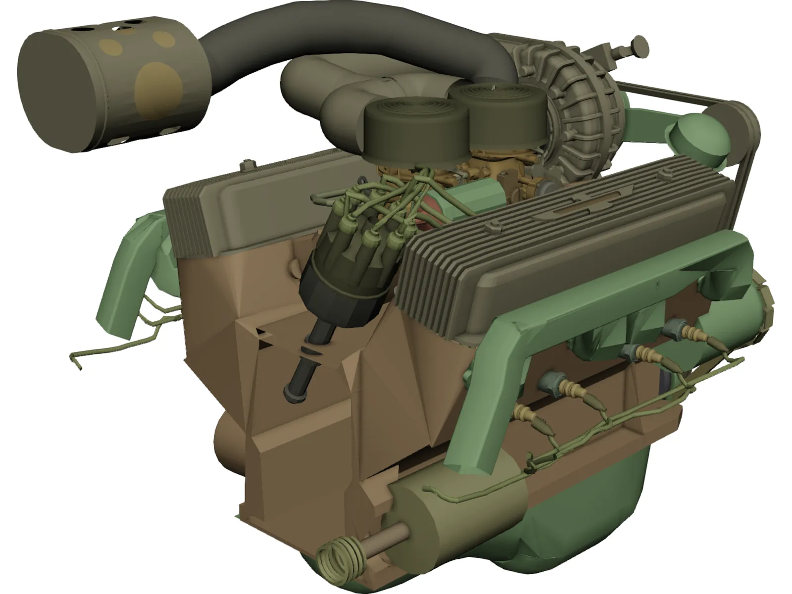 Ford Supercharged V8 Engine 3D Model main preview