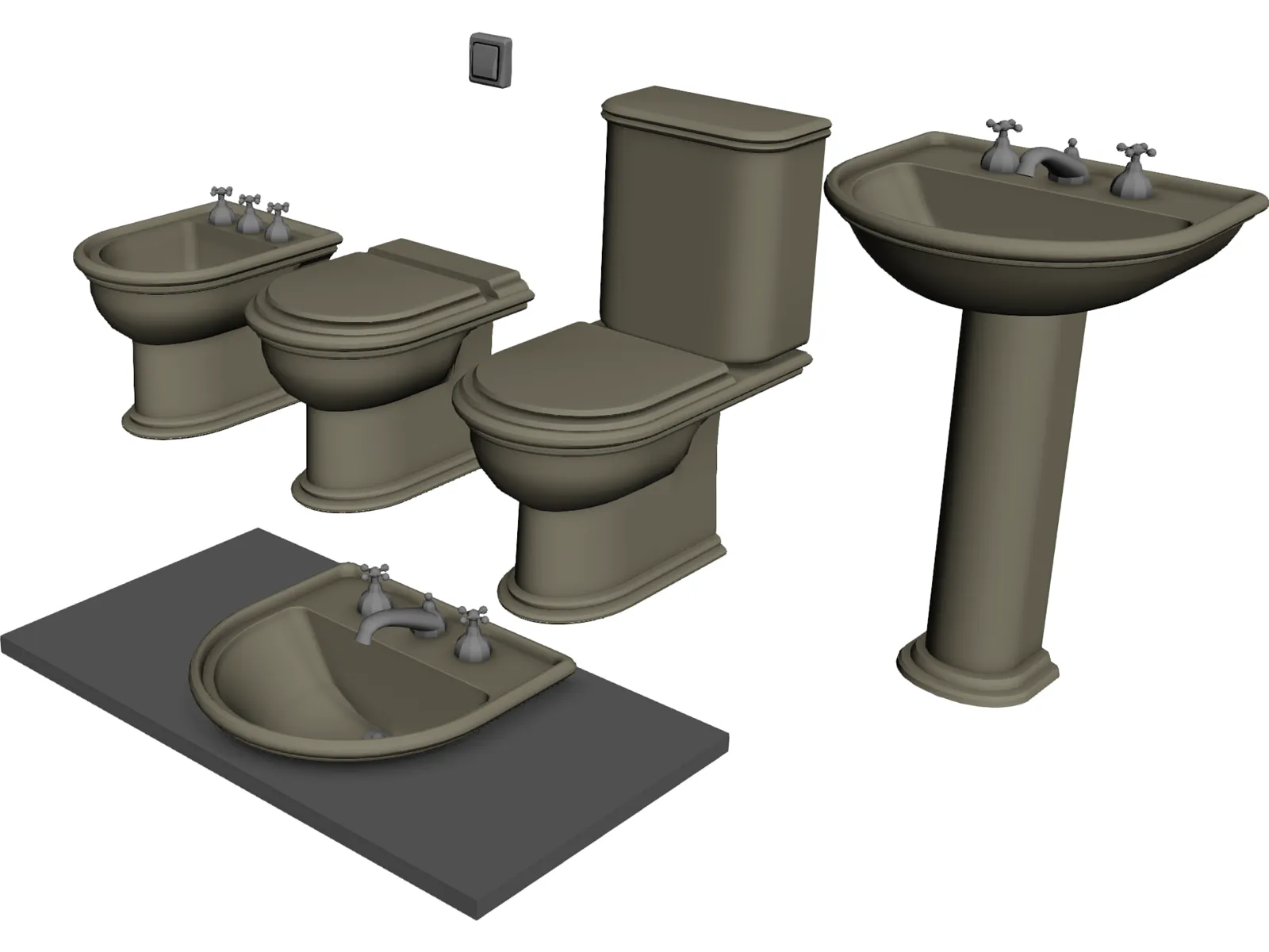 Bathroom Furniture Set 3D Model main preview