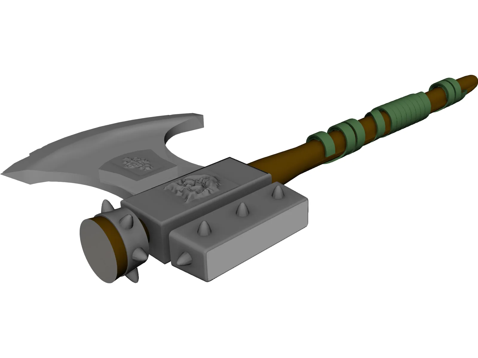 Medieval Battle Axe Handle 3D Model main preview
