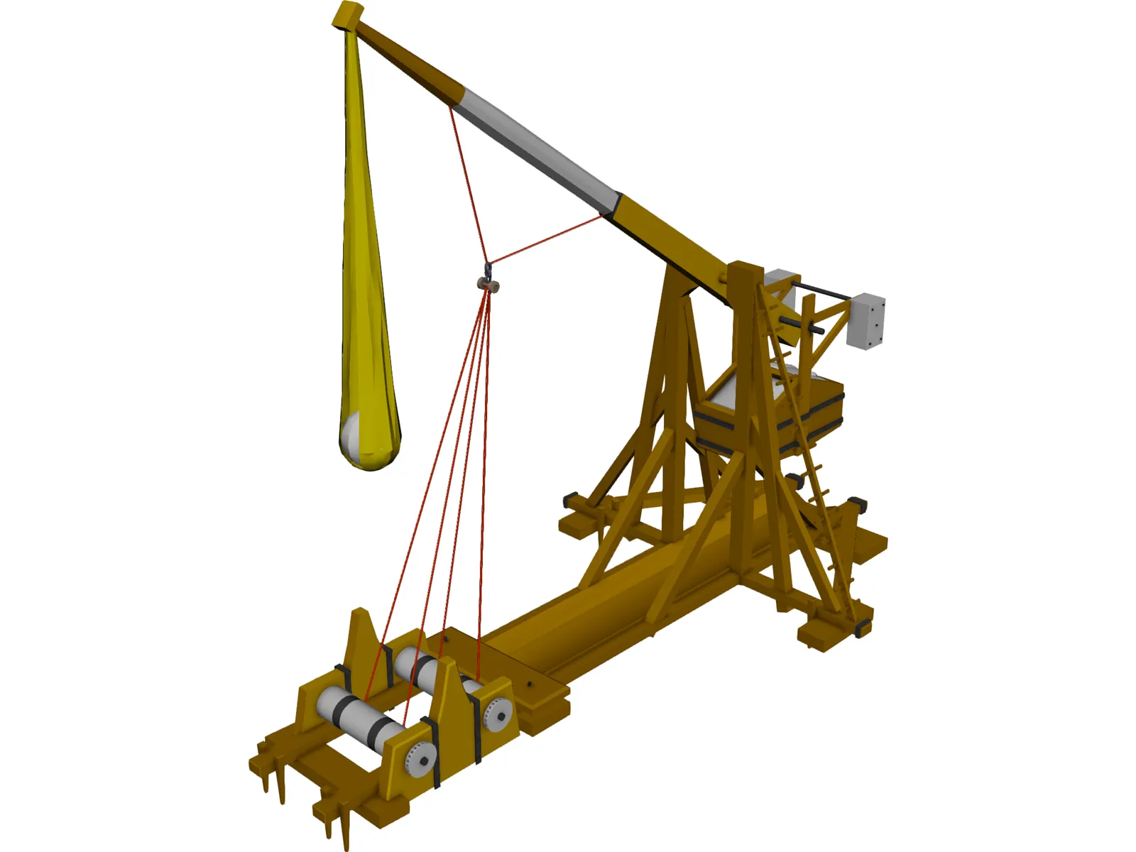 Medieval Catapult Trebuchet 3D Model main preview