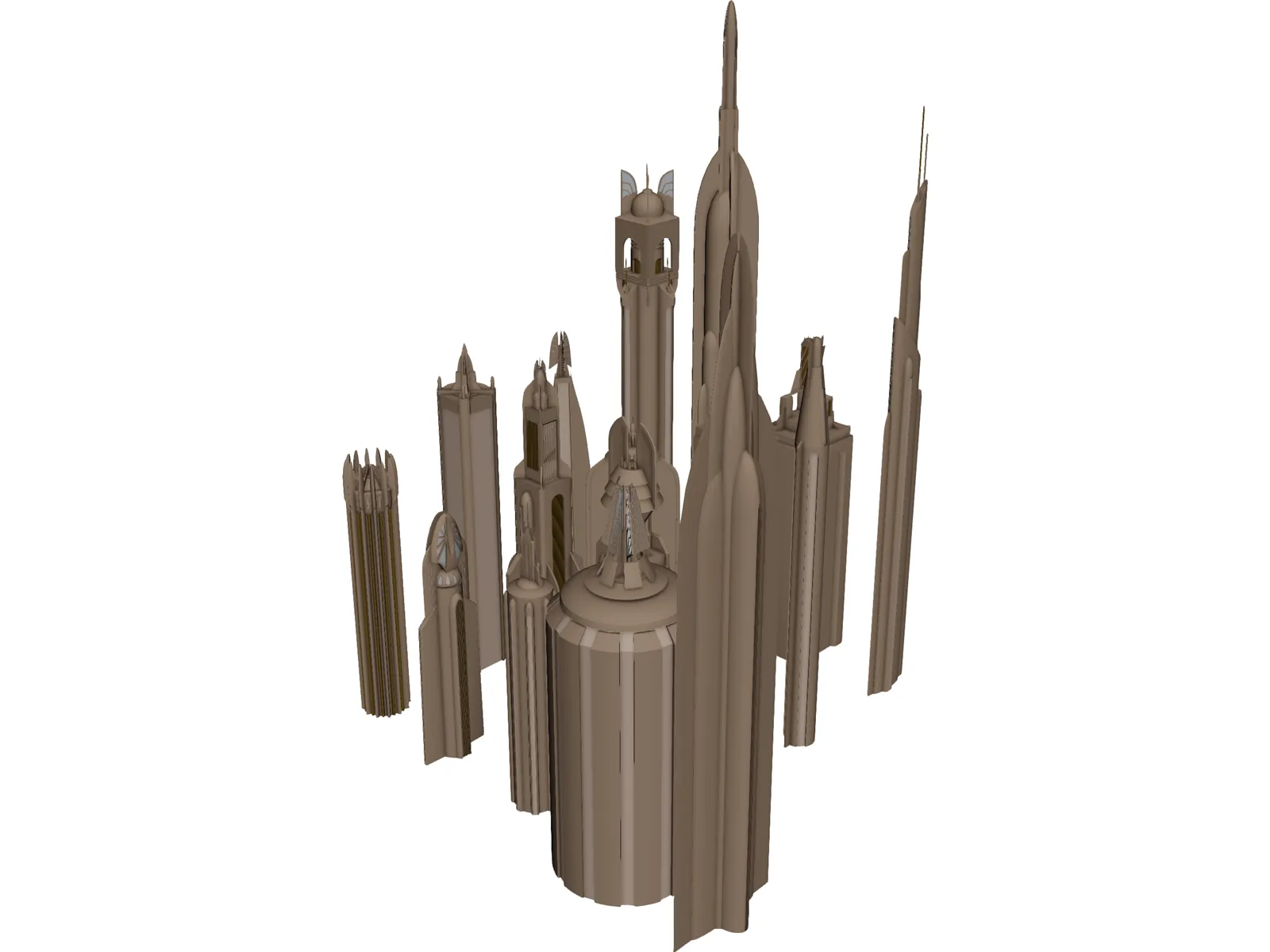 Futuristic Skyscraper Collection 3D Model main preview