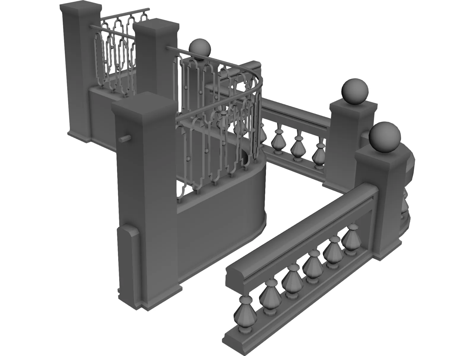 Modular Fence Parts 3D Model main preview