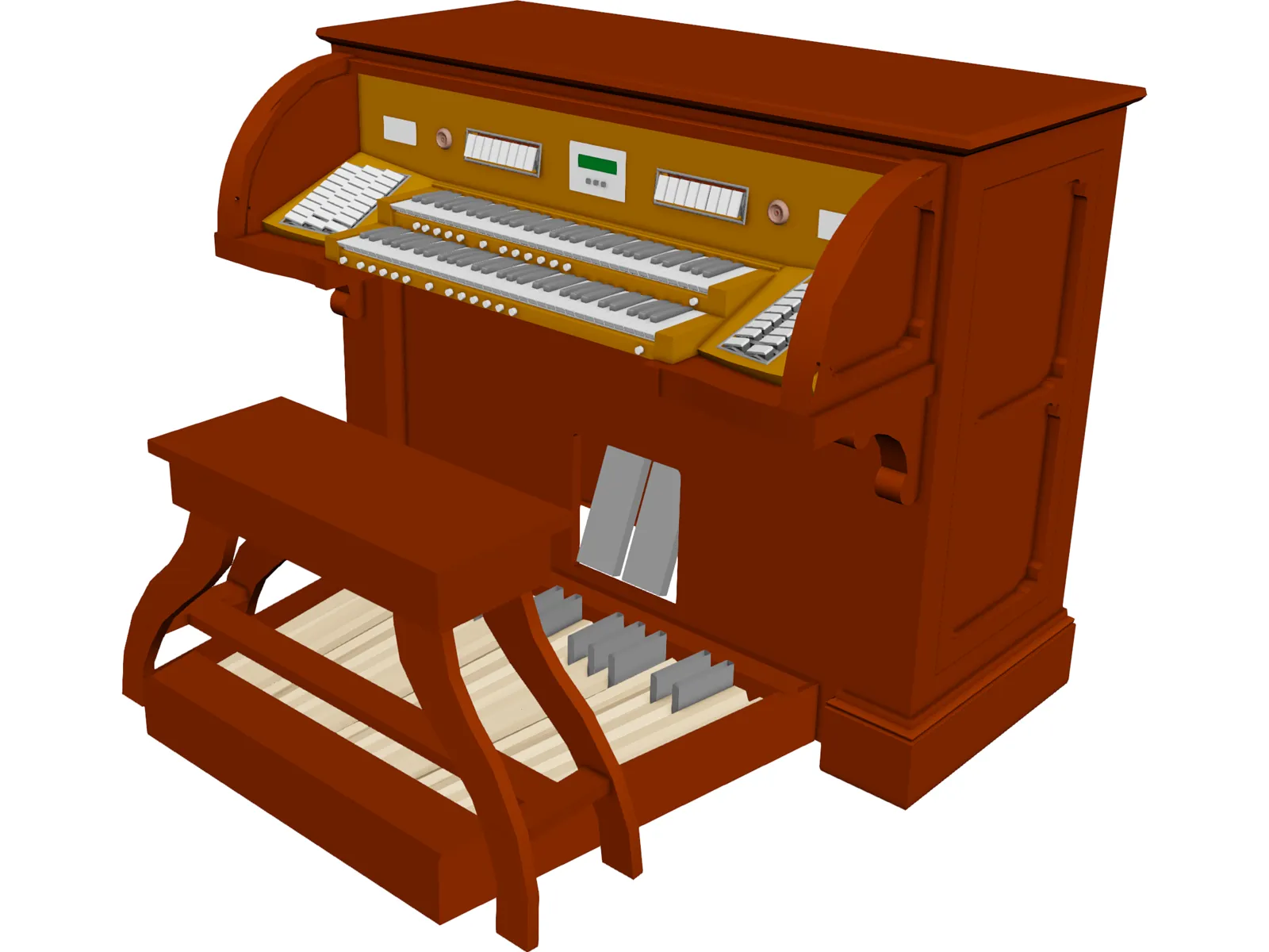 Church Pipe Organ Console 3D Model main preview