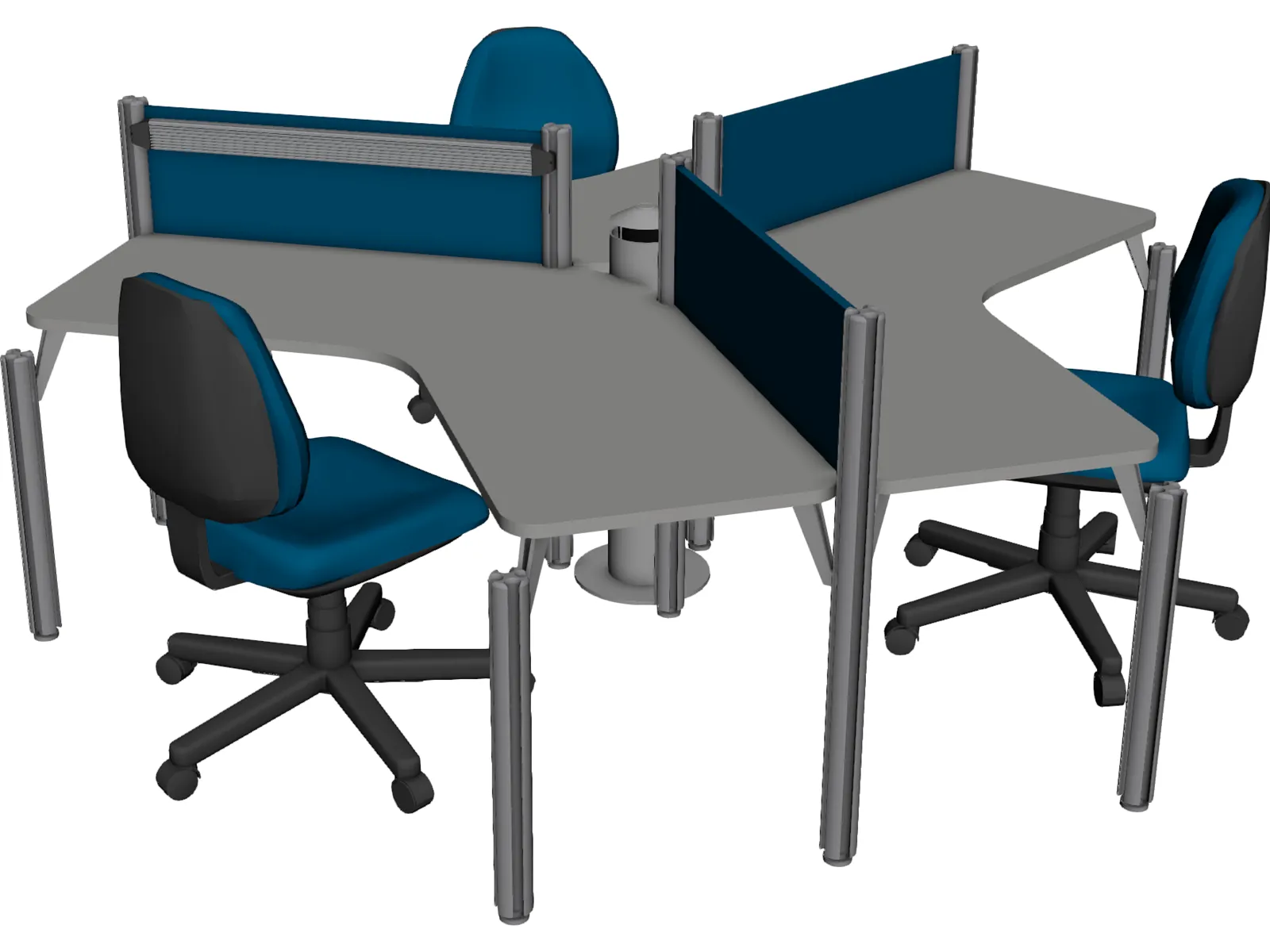 Office Table Set 3D Model main preview