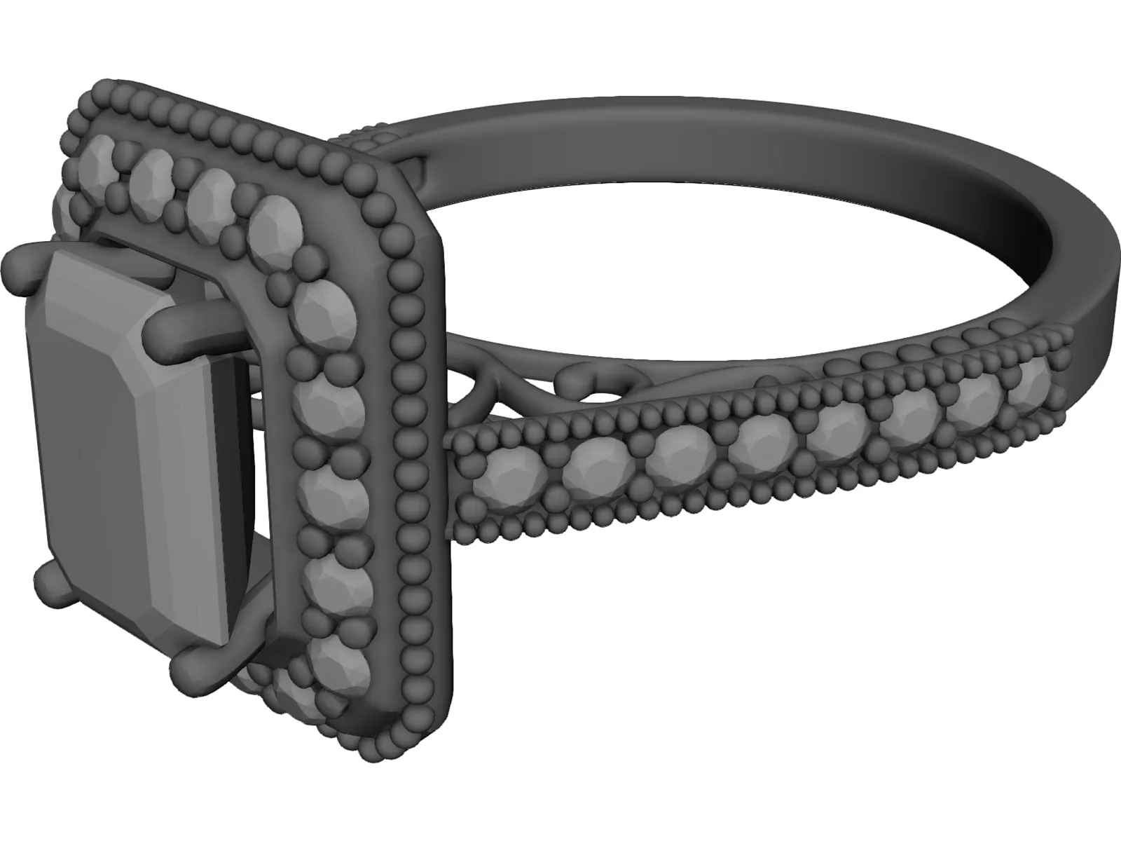Gold Jewelry Ring with Gems 3D Model main preview