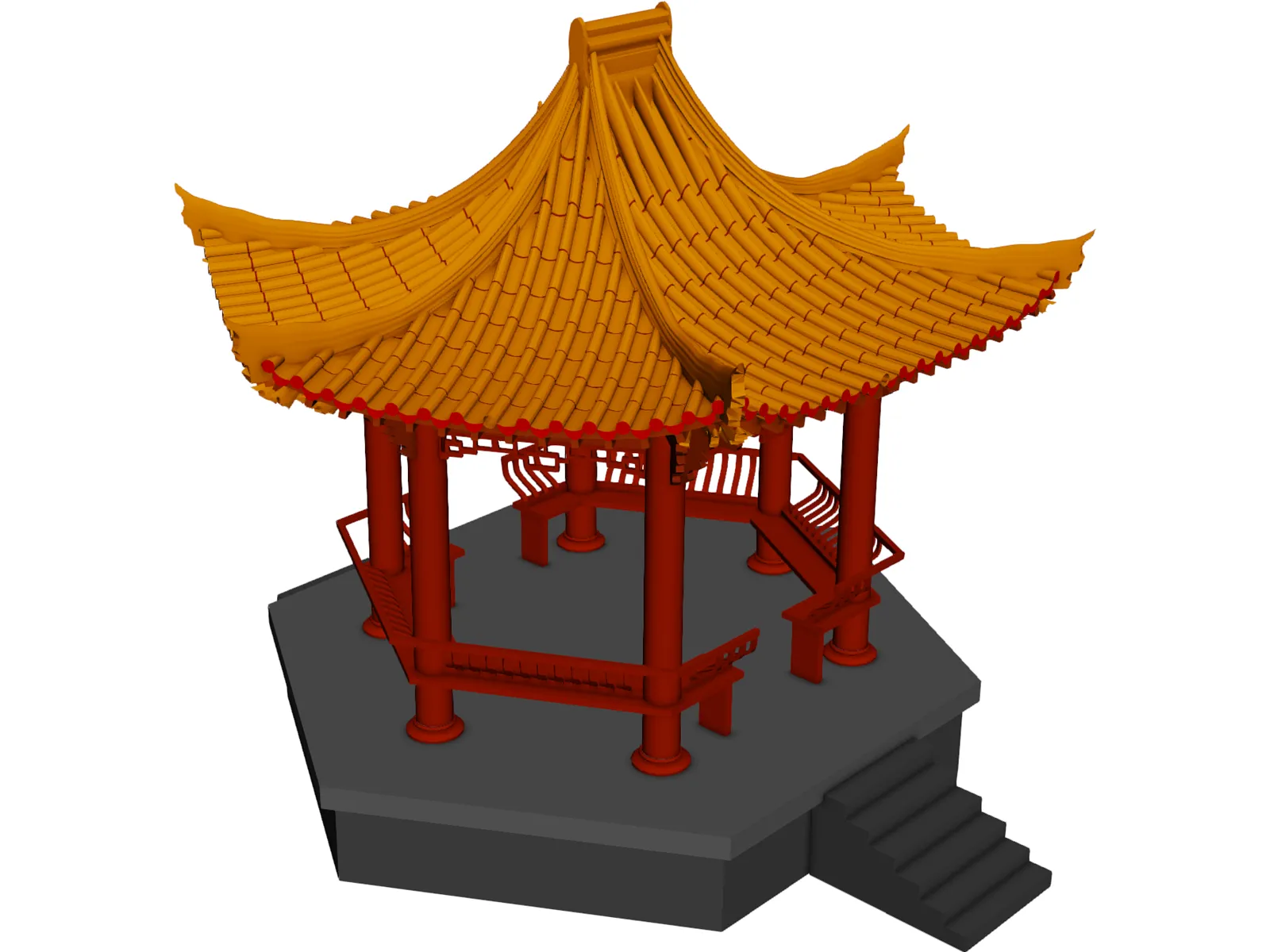 China Garden House 3D Model main preview