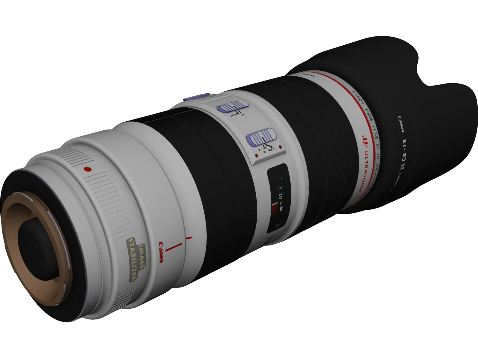 Canon EF 70-200mm f/2.8 L IS USM Lens 3D Model main preview