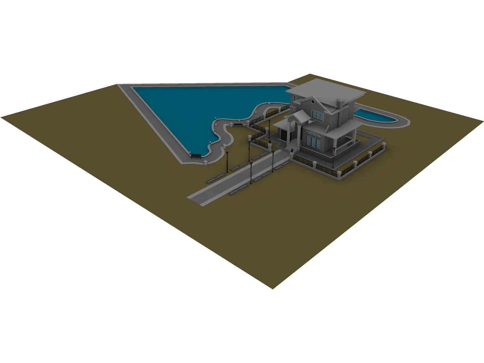 Villa with Lake View 3D Model main preview