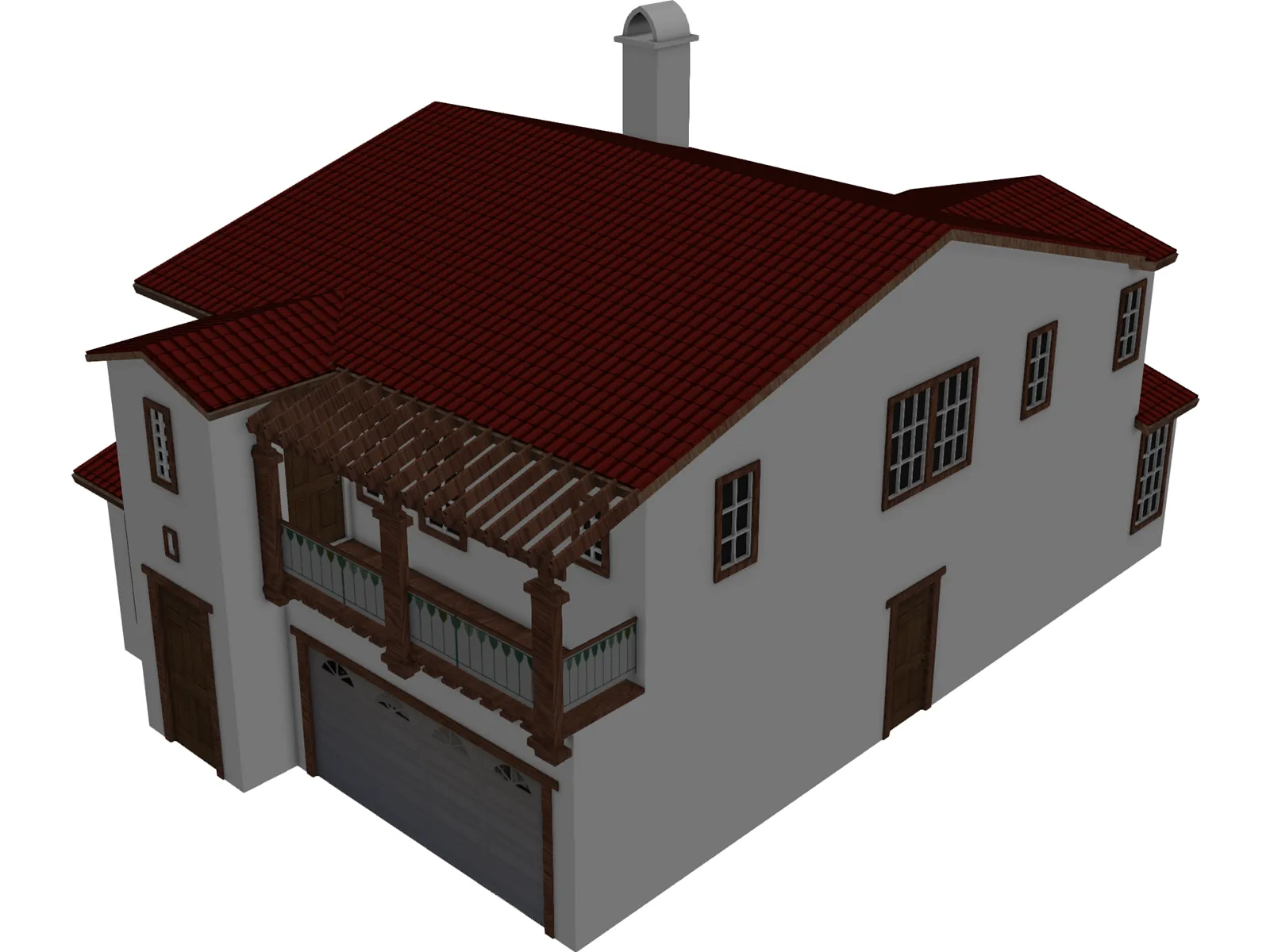 Spanish Style House 2 Story 3D Model main preview
