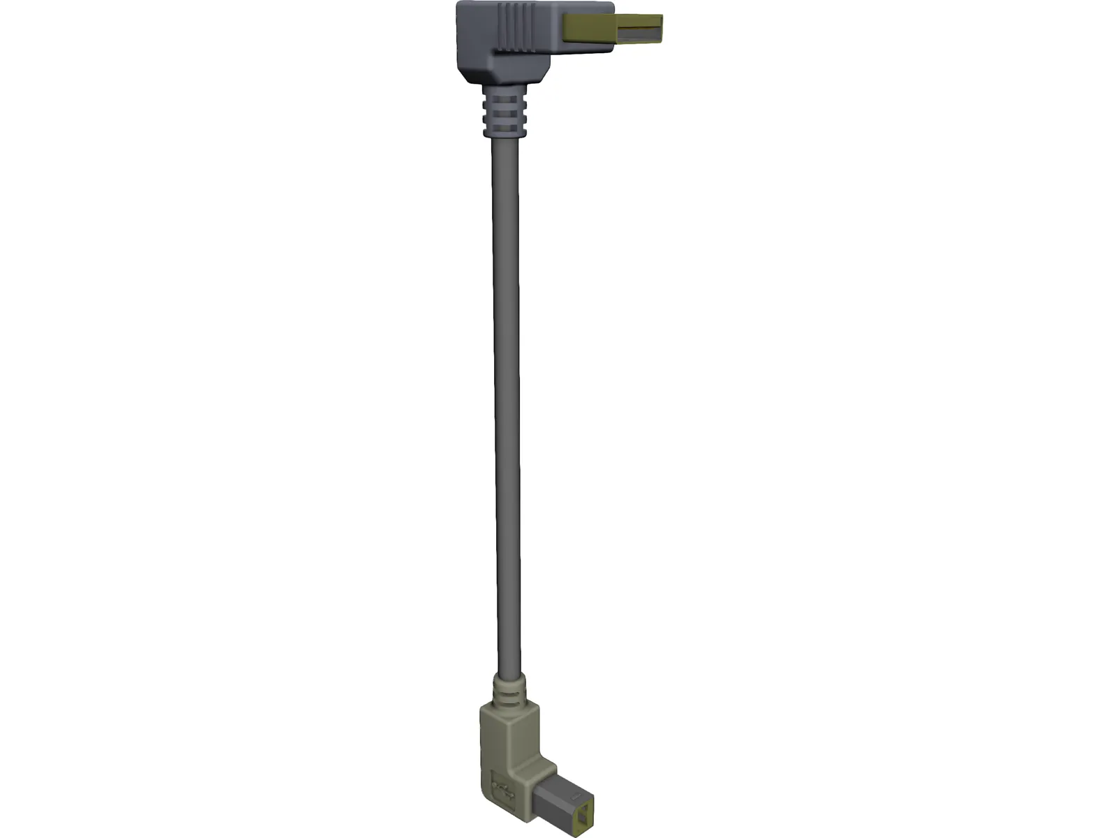 USB Right Angle Type B 3D Model main preview