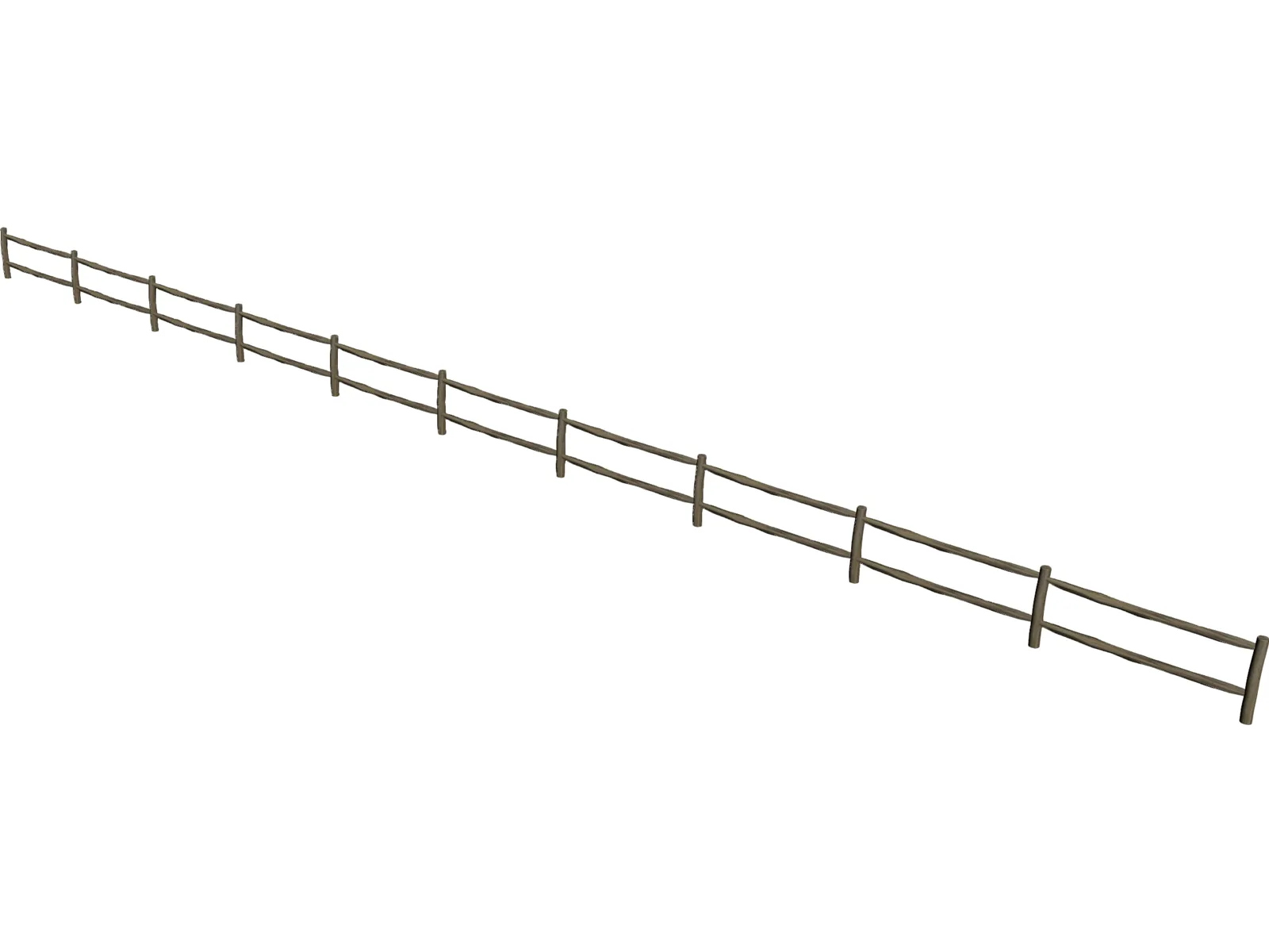 Split Rail Fence 3D Model main preview