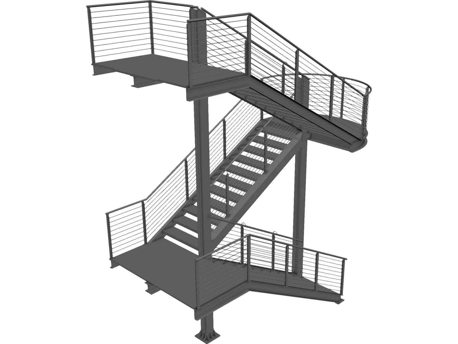 Fire Escape Stair 3D Model main preview