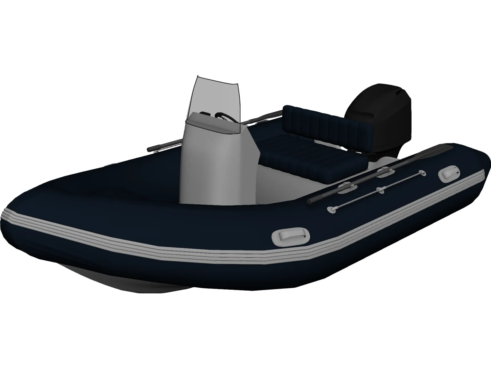Inflatable Boat with Outboard Motor 3D Model main preview