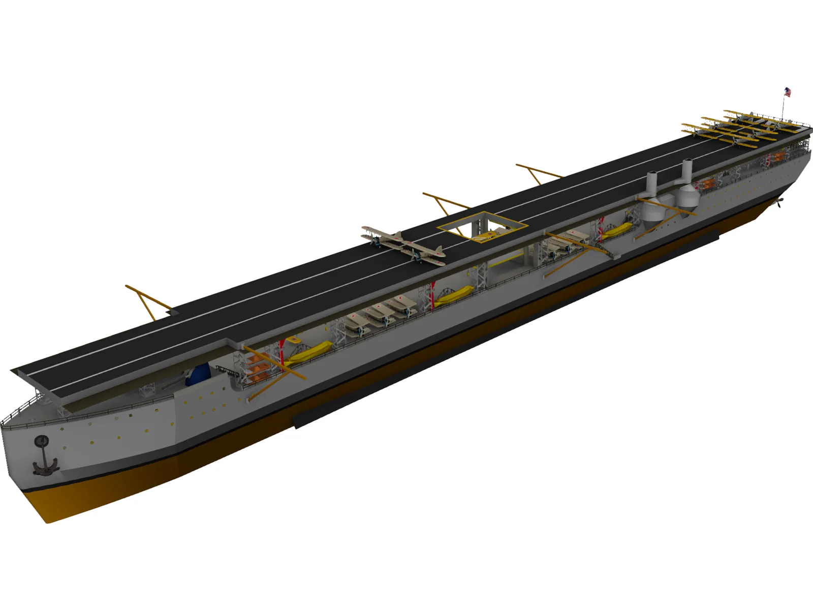 USS Langley (CV-1) 3D Model main preview