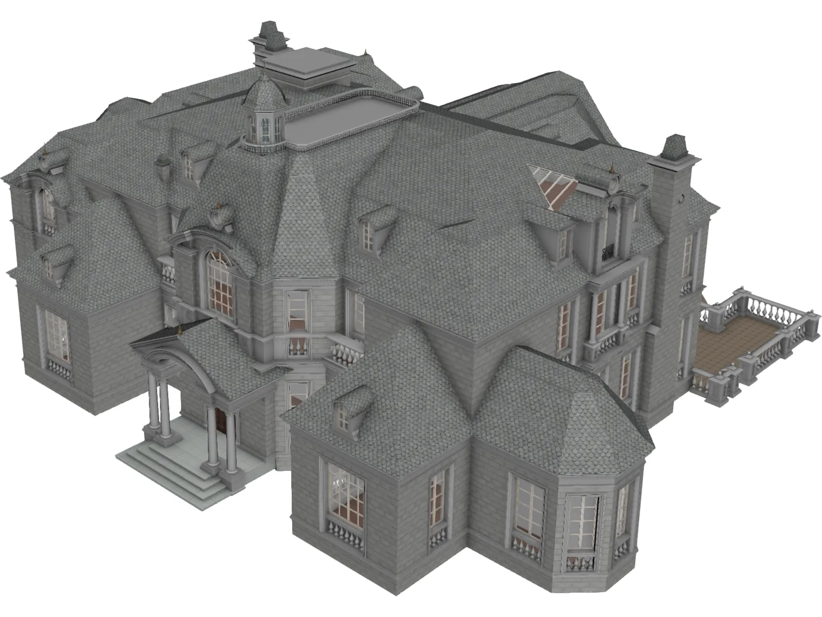 Neo-Classical Mansion 3D Model main preview