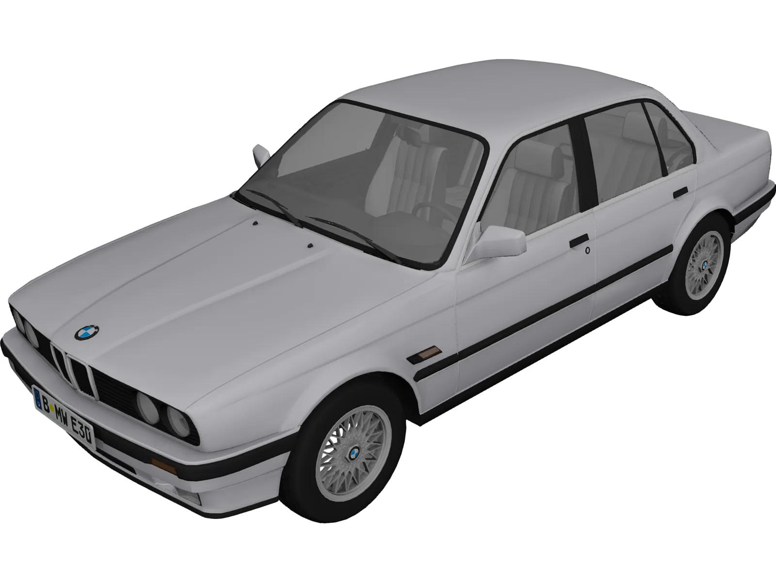 BMW E30 320i 4-door 3D Model main preview