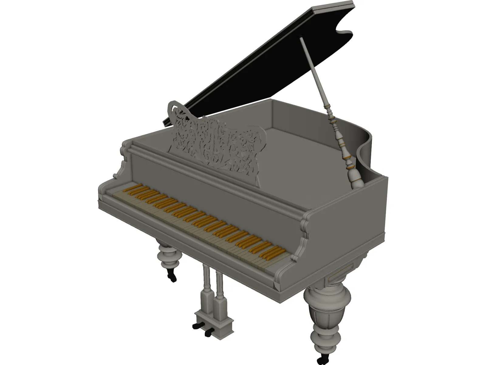 Grand Piano 3D Model main preview