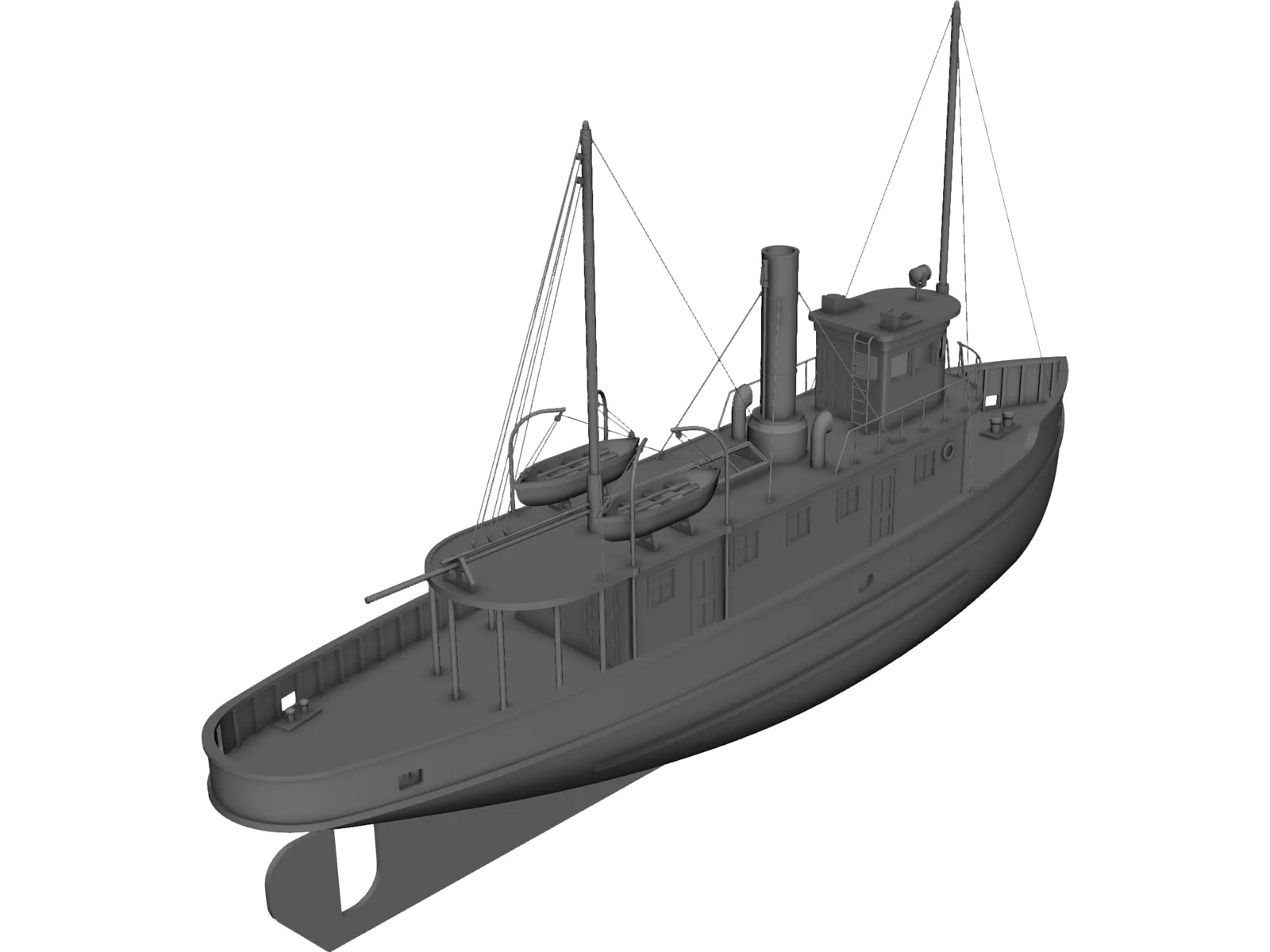 Ferry Ship (1900) 3D Model main preview