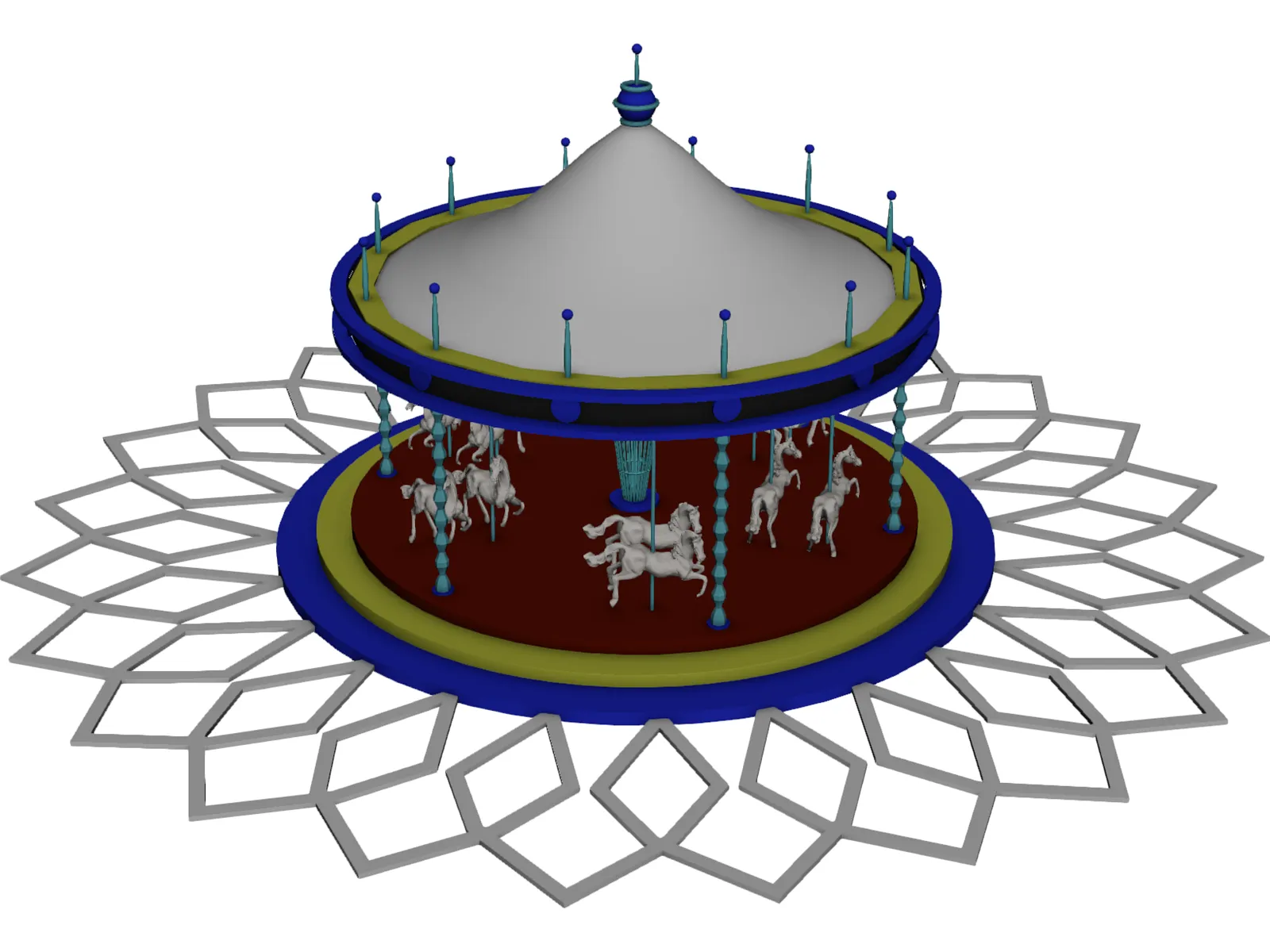 Amusement Park Carousel 3D Model main preview