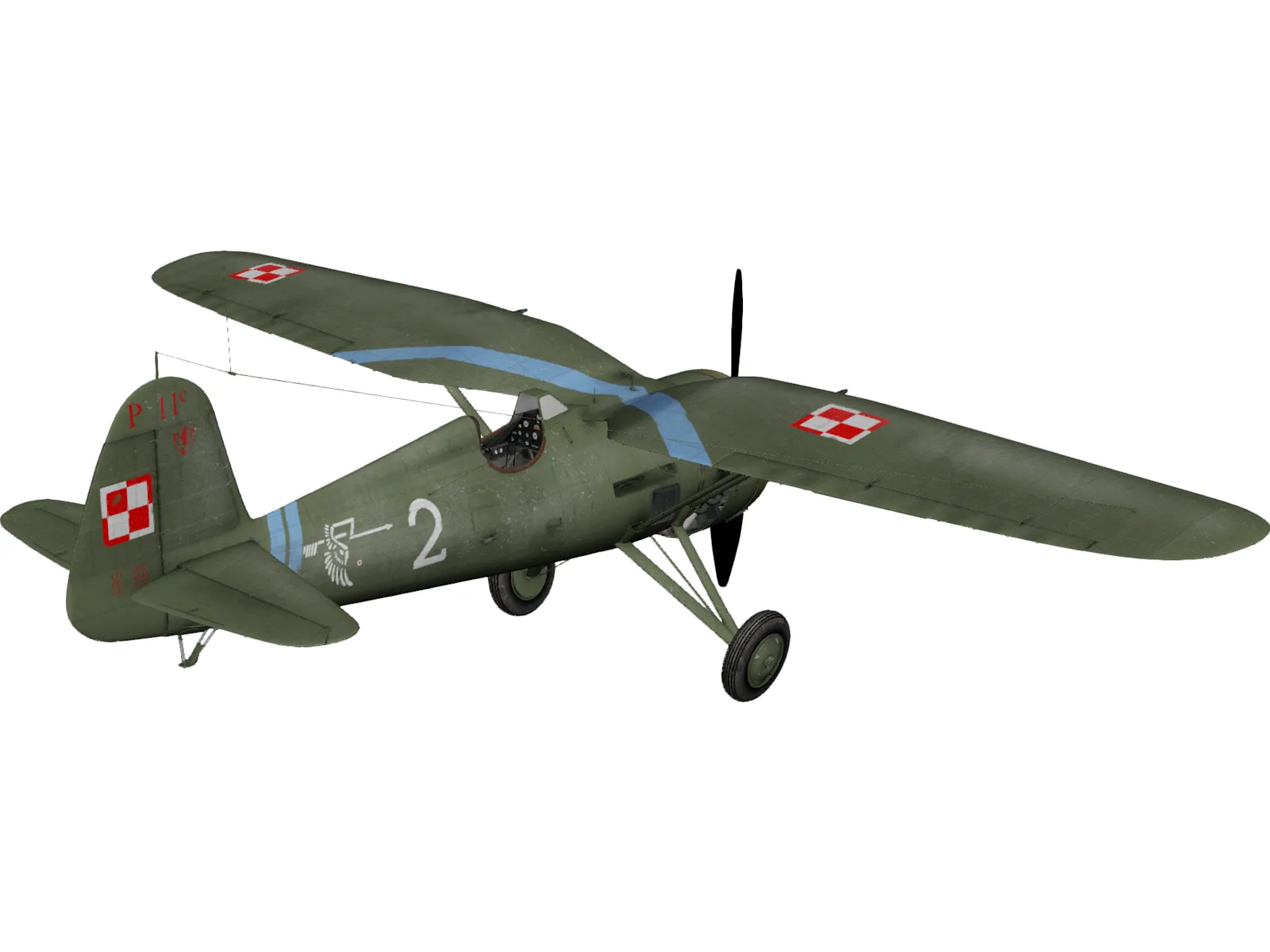 PZL P.11 3D Model main preview