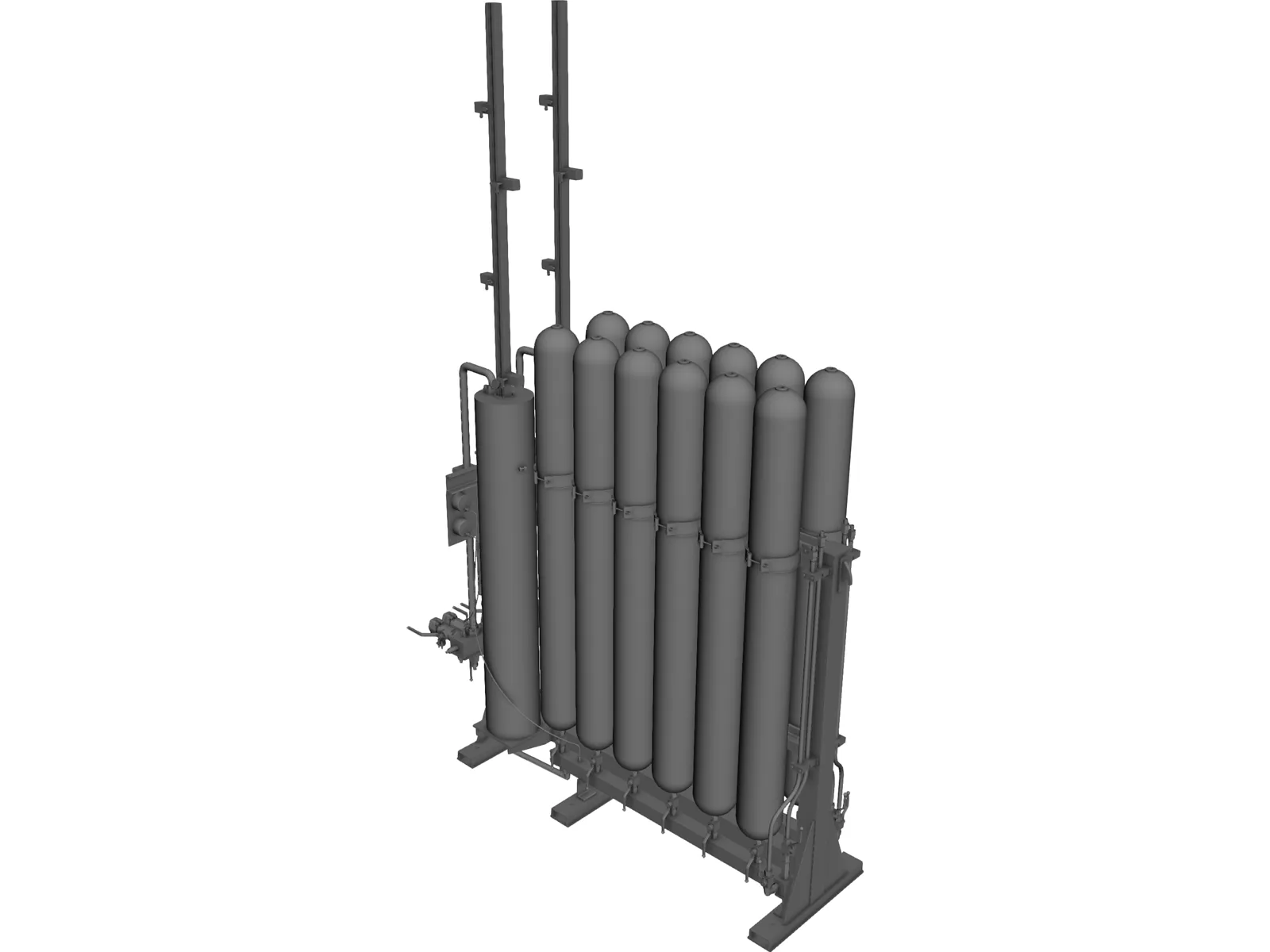 Hydraulic Accumulators Block 3D Model main preview