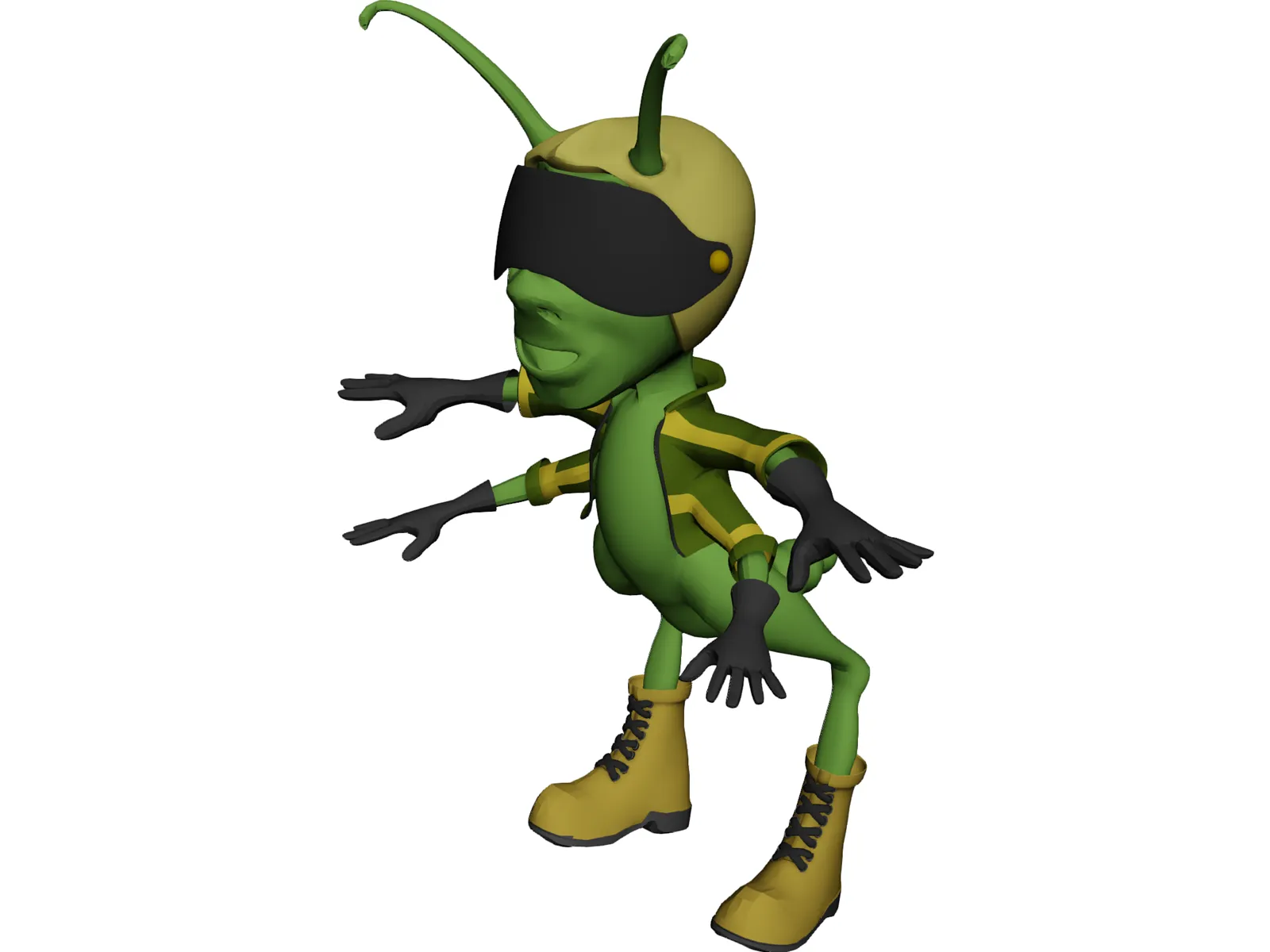 Grasshopper Cartoon 3D Model main preview