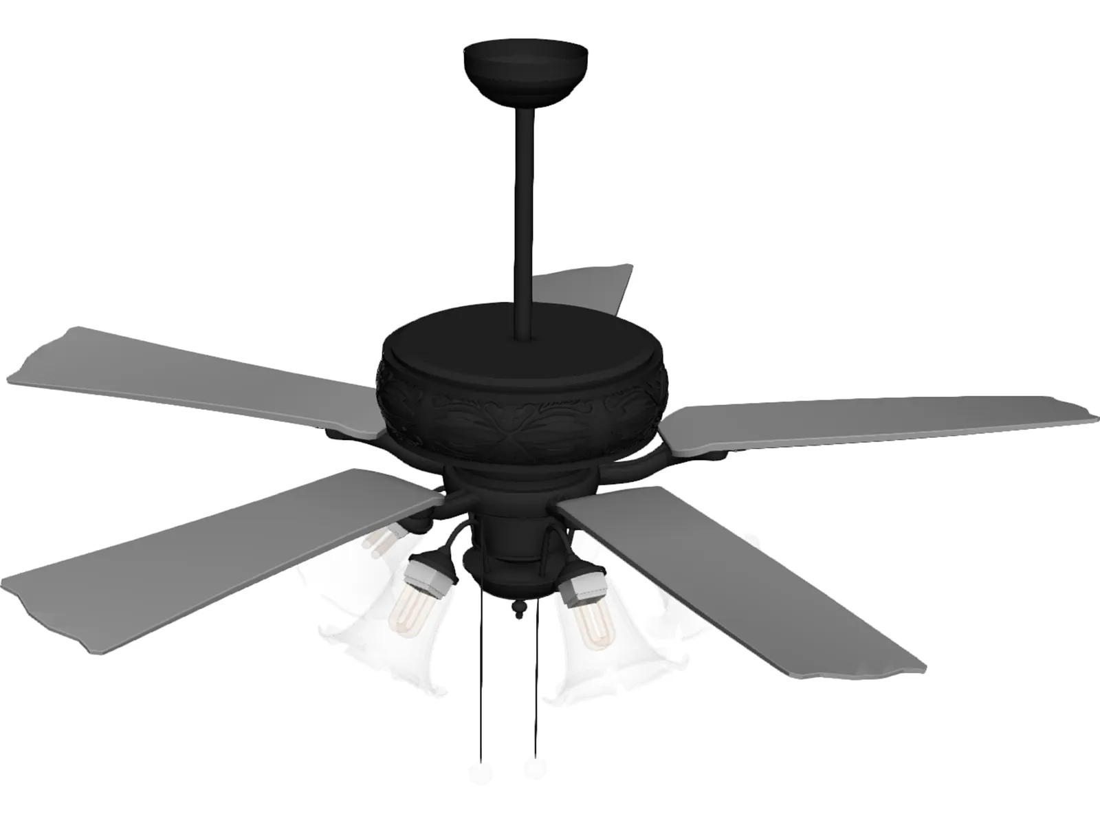 Ceiling Fan with Lamp 3D Model main preview