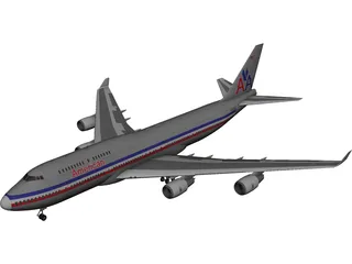 Boeing 747-400 Airliner 3D Model preview