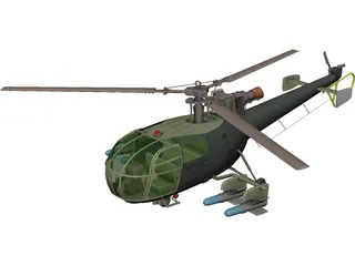 Aeroespatiale Alouette III with Interior 3D Model preview